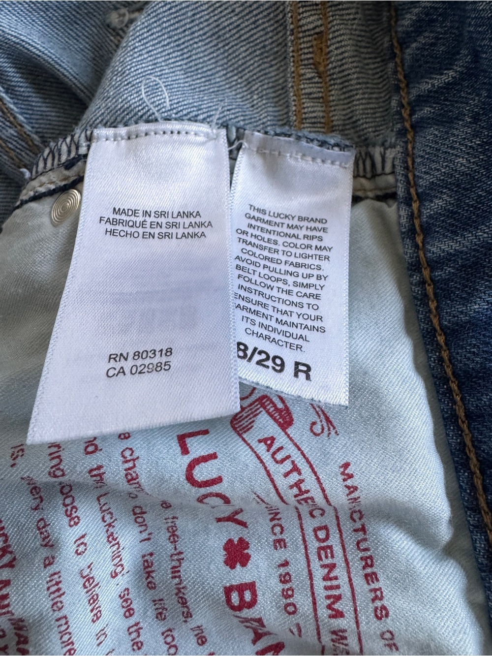 Lucky Brand Boy Mid Rise Relaxed Straight Distressed Jeans 8/29R - Picture 7 of 10